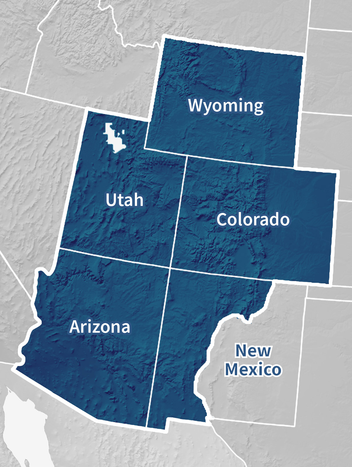 Map of Intermountain West DEWS region, which includes Wyoming, Colorado, Utah, Arizona, and part of western New Mexico.