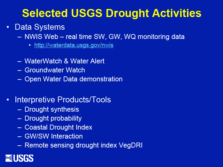 Selected USGS Drought Activities | Drought.gov