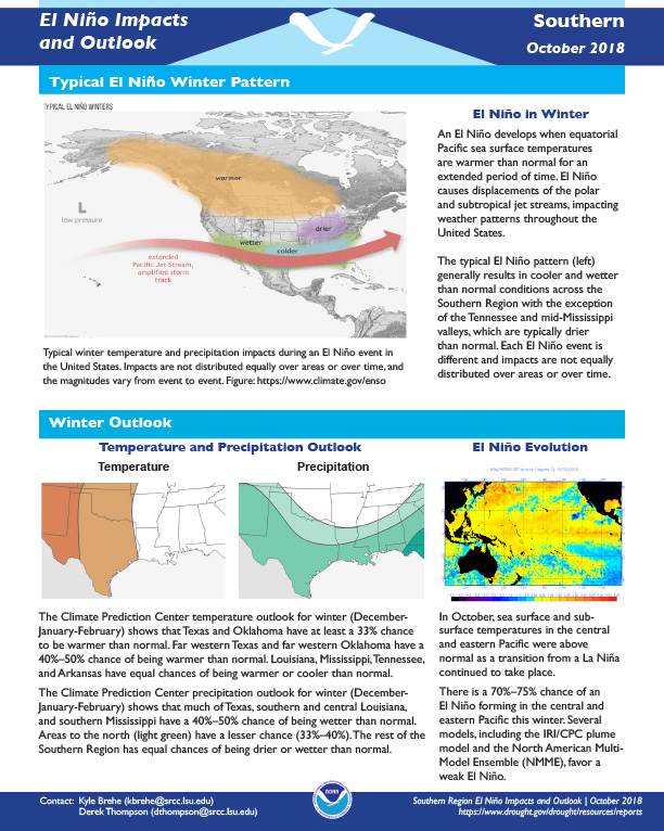 Example image of the El Nino Impacts and Outlooks report
