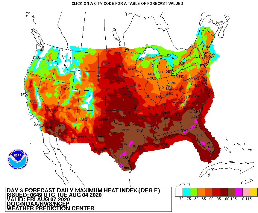 Map NWS Heat Index 