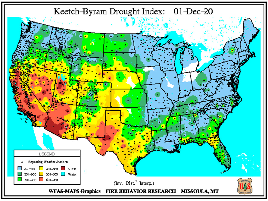 Keetch-Byram Drought Index (KBDI) – U.S. Forest Service | Drought.gov