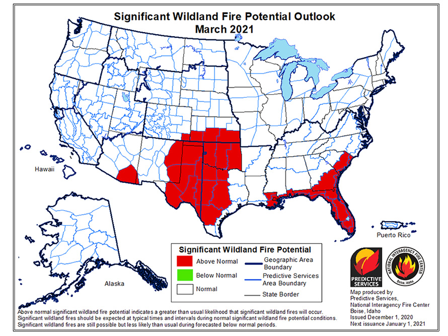 National Significant Wildland Fire Potential Outlook Drought.gov