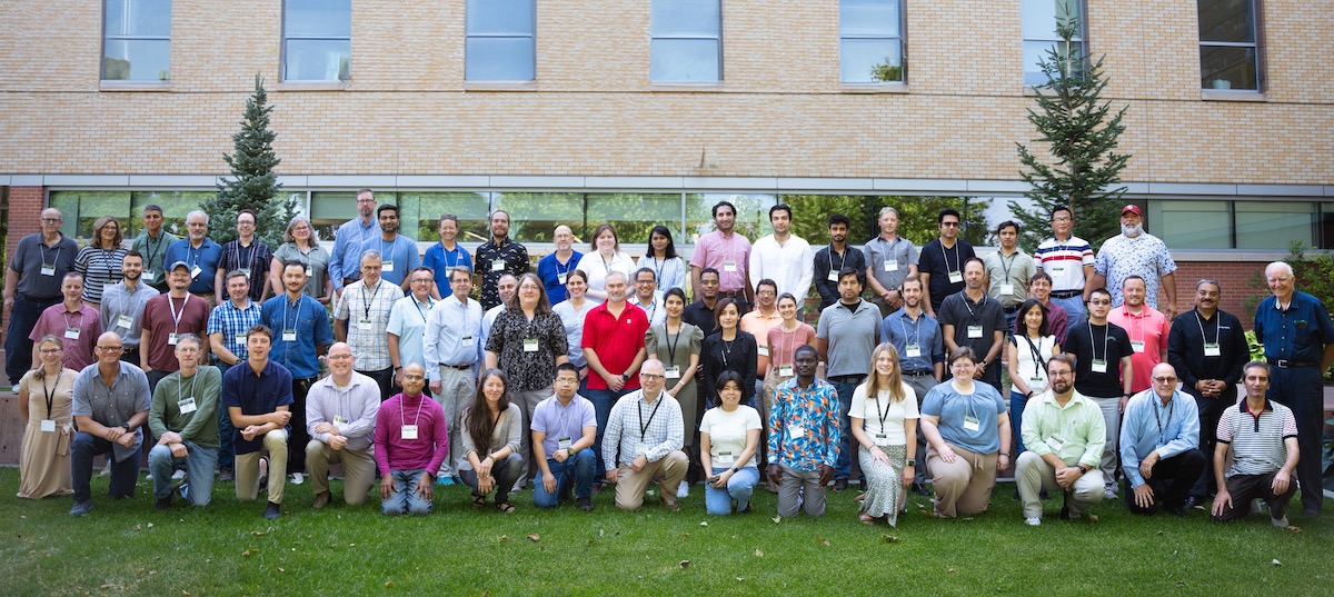 Group photo of all attendees and organizers of the 2024 National Soil Moisture Workshop. 