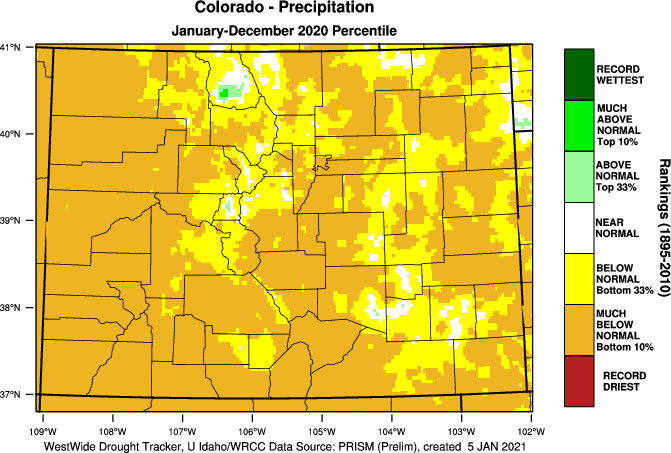 Colorado percent of normal precipitation