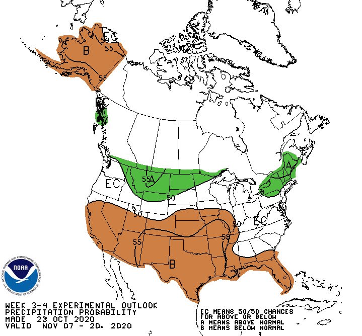 A 3-4-week precipitation outlook for the U.S. from NOAA's Climate Prediction Center