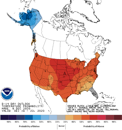 December 16-20th Temperature Outlook for the United States