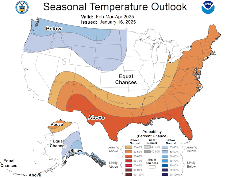 Seasonal forecasts favor equal chances of below-normal, normal, and above-normal temperatures for the region.