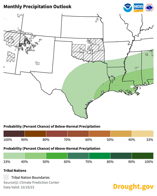 Monthly Precipitation Outlook 10 25 2023 