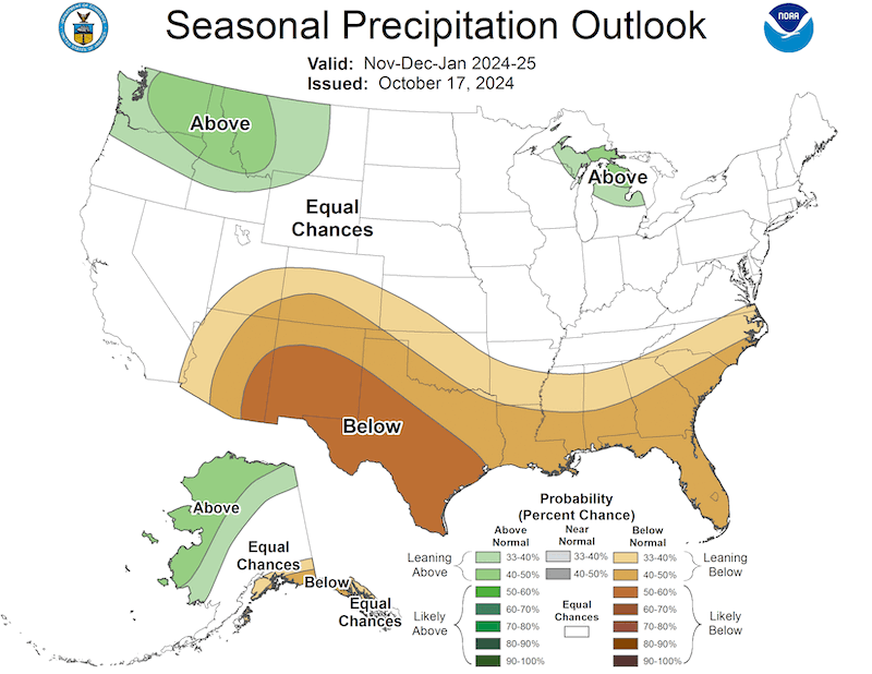 easonal forecasts indicate equal chances of above, below, or near normal precipitation across California-Nevada.