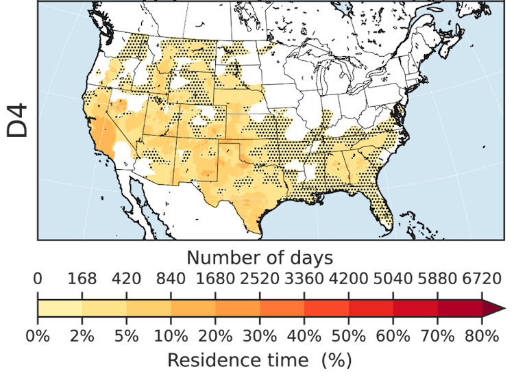  Exceptional Drought (D4) in many U.S. regions is occurring far more often than 2% of the time over the 23-year period from 2000–2022.