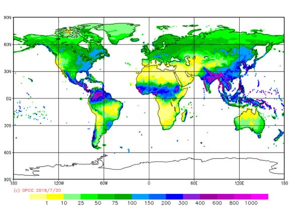 Example global precipitation map from GPCC