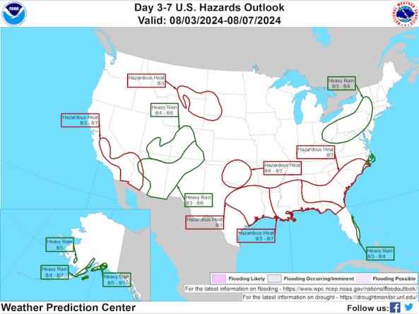 Day 3-7 U.S. Hazards Outlook example map.