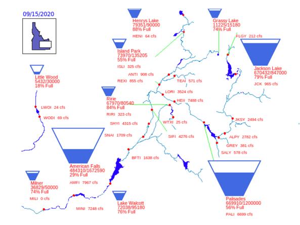 Example teacup reservoir storage map