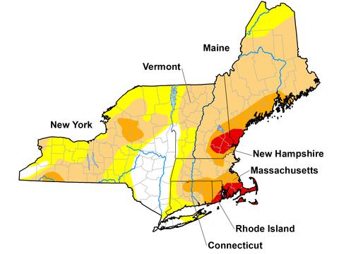 U.S. Drought Monitor map of the Northeast as of October 27, 2020