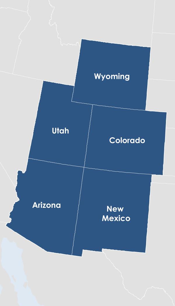 The Intermountain West DEWS region includes Colorado, Arizona, Utah, New Mexico, and Wyoming.