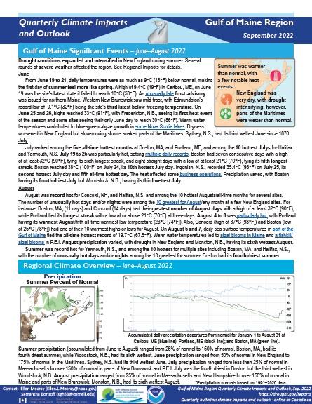 Climate Impacts and Outlook report for the Gulf of Maine region.