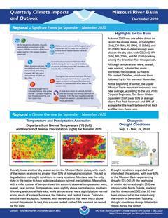 First page of the Quarterly Climate Impacts and Outlook for the Missouri River Basin