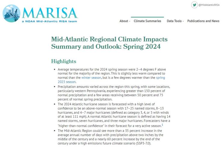 Example image of the Climate Impacts and Outlook report.