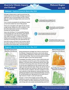 First page of the Quarterly Climate Impacts and Outlook for the Midwest Region - June 2020