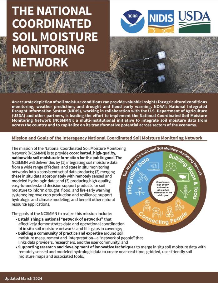 First page of the handout, The National Coordinated Soil Moisture Monitoring Network.