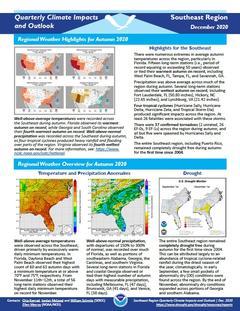 First page of the Quarterly Climate Impacts and Outlook for the Southeast Region