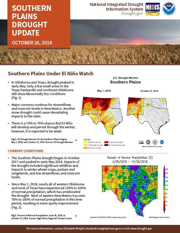 Southern Plains Drought Update - October 26, 2018