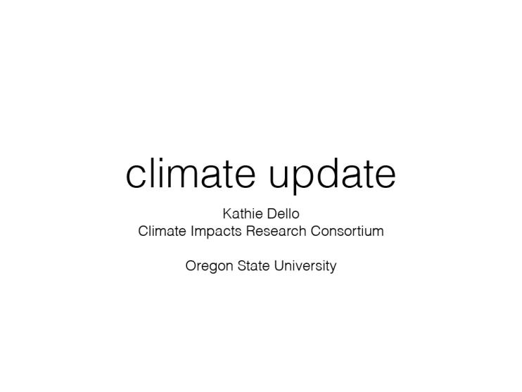 Title slide from presentation on Climate UPdate showing title and authors on a white background