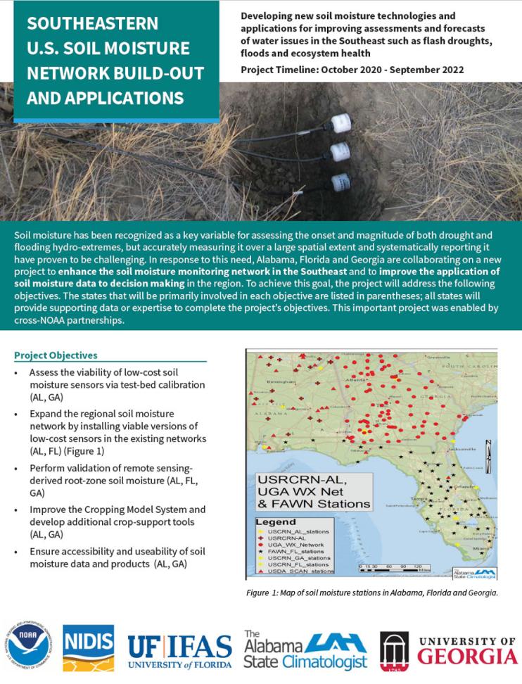 First page of the handout, Southeastern U.S. Soil Moisture Network Build-Out and Applications