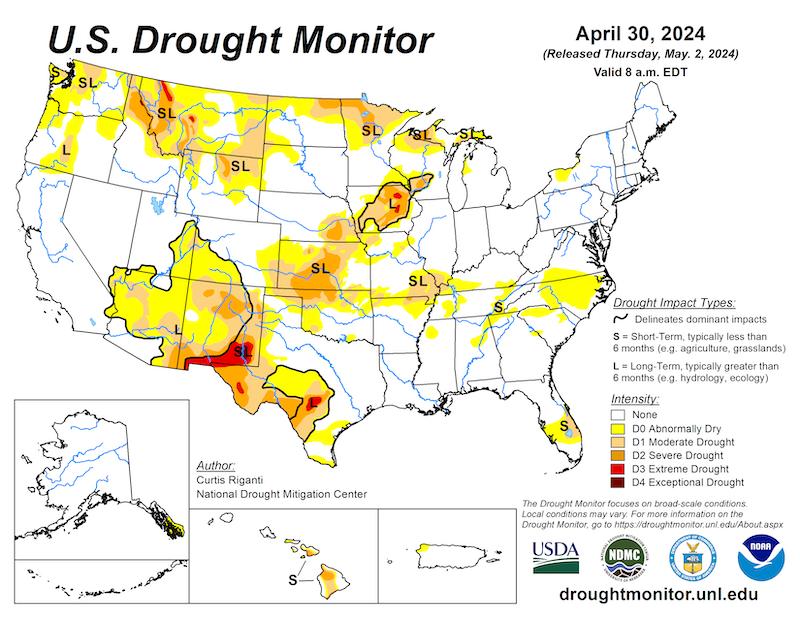 Example U.S. Drought Monitor map.