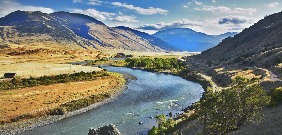 A river running through a mountainous landscape