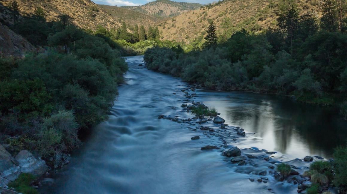 The Klamath River flowing through Oregon and northern California
