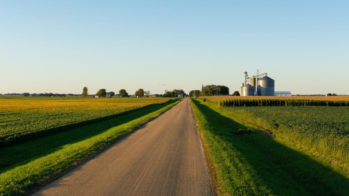 A country road in the Midwest