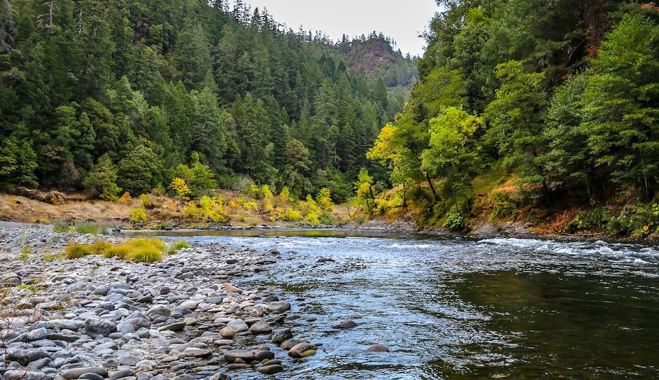Rouge River, Oregon in the fall, representing drought and water concerns in the Pacific Northwest. Photo credit: CSNatzger, Shutterstock.
