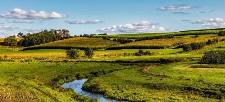 A stream runs through a field in Wisconsin